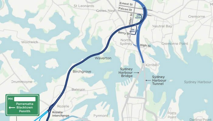 Western harbour Tunnel map