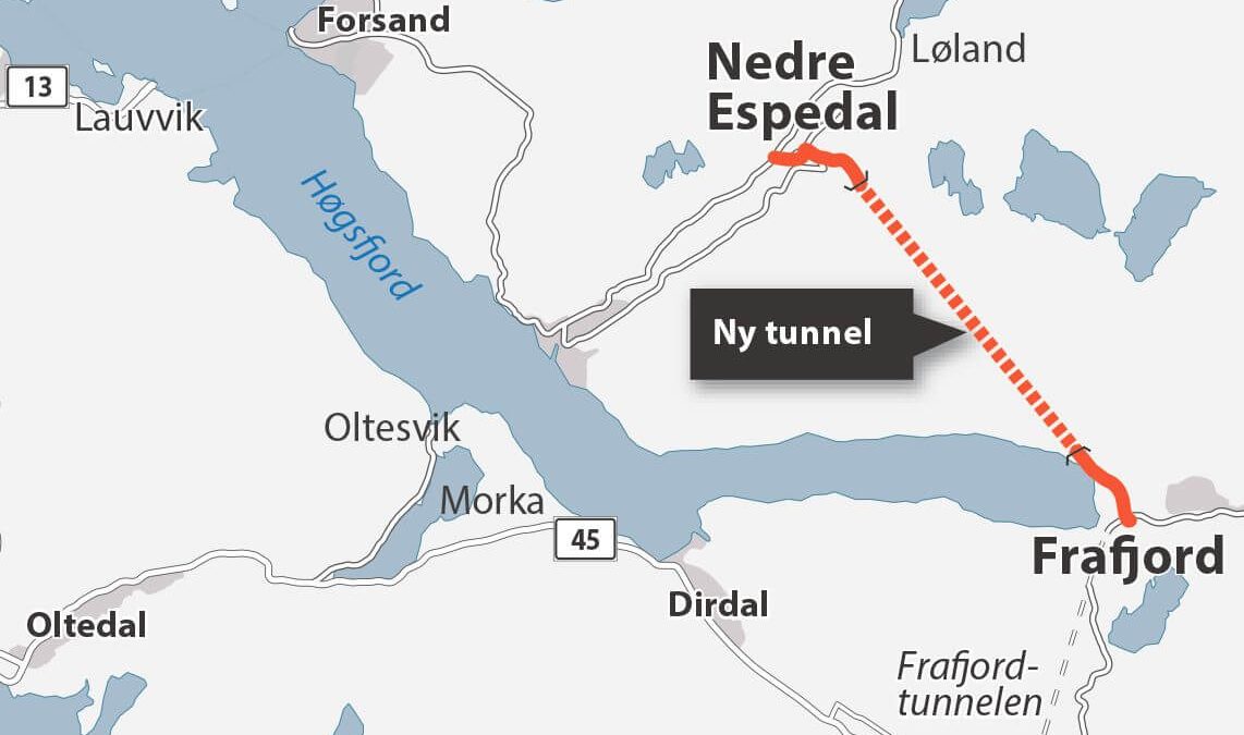Frafjord Tunnel Map, Norway, Rogaland
