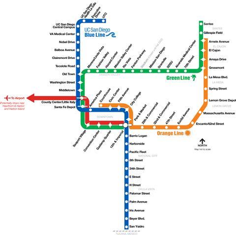 Metro Line Map to San Diego Airport