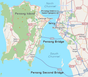 Penang Tunnel route map