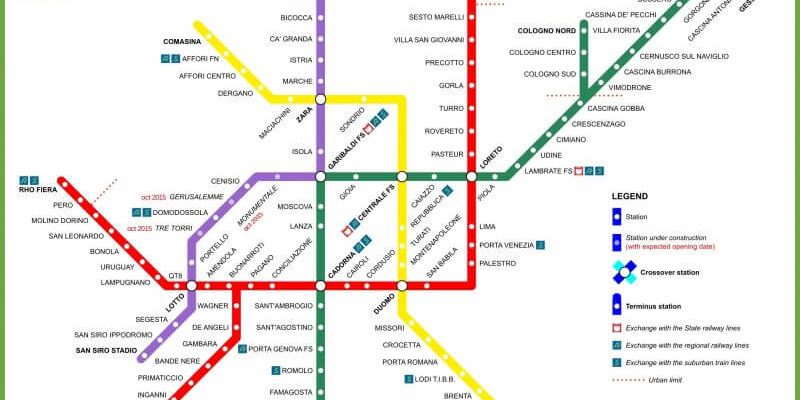 Milan Metro Lines Map