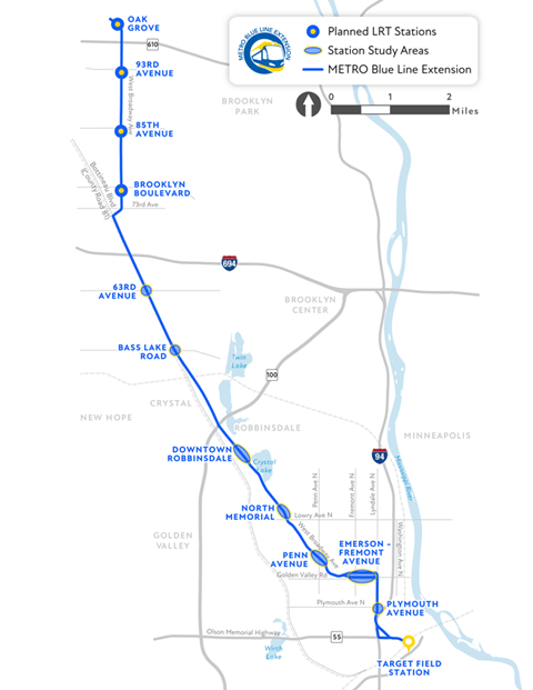 Minneapolis Blue Line Extension Route