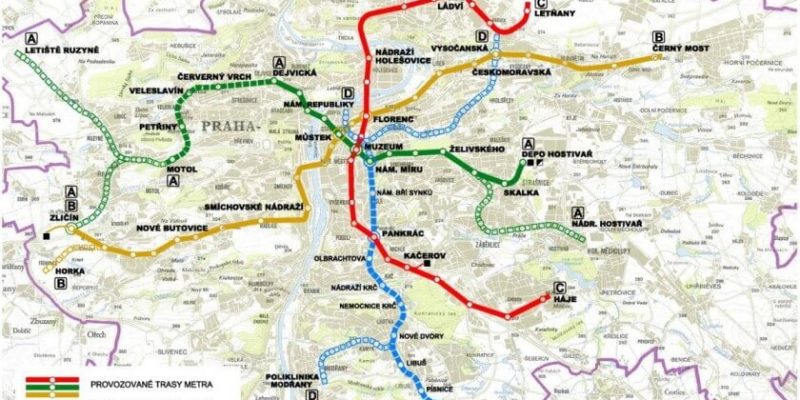 Prague Metro Lines Map