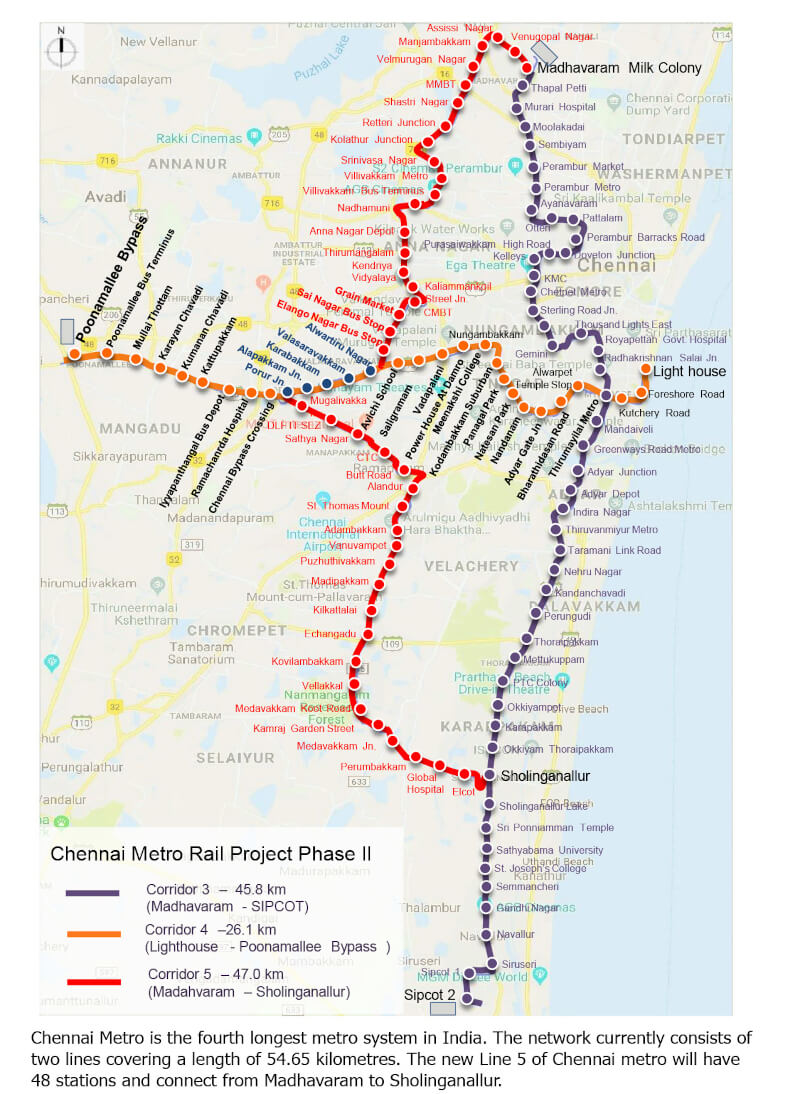 Chennai Metro Rail Project Phase 2 Map