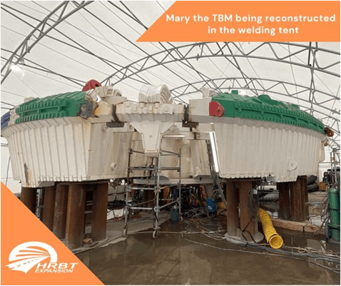 TBM Mary Being Reconstructed in the-Welding-Tent