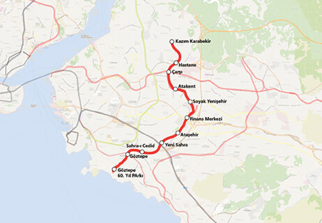Ümraniye - Ataşehir - Göztepe Metro Line Route