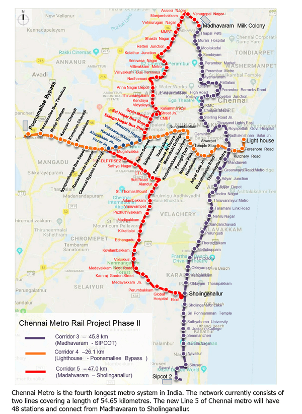 Chennai Metro Rail Route