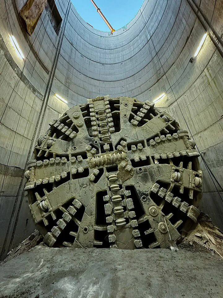 tunnel boring machine broke into the final project shaft 100 feet underground