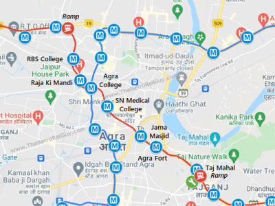 Agra Metro Line 1 Underground Route Map