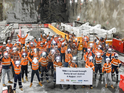 First Herrenknecht TBM breaks through in Cross River Rail project in Brisbane.