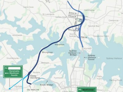 Western harbour Tunnel map