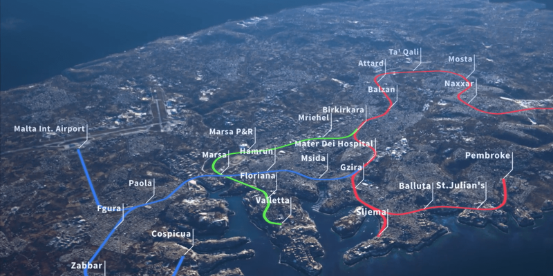 Malta metro study revealed three-line network