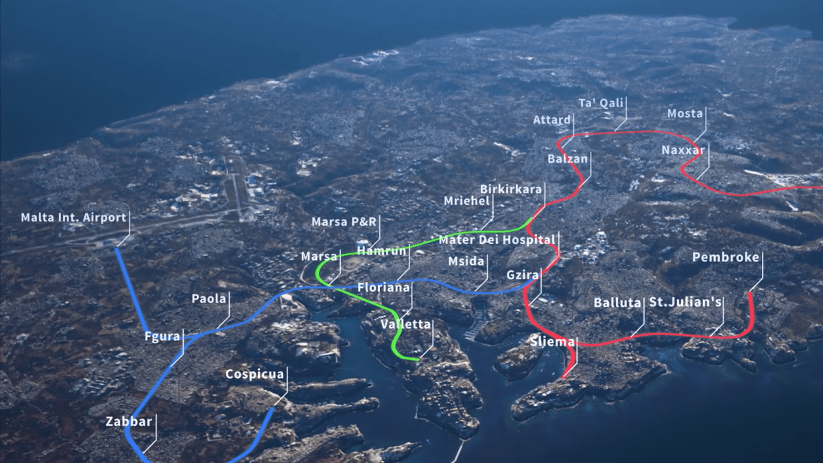 Malta metro study revealed three-line network