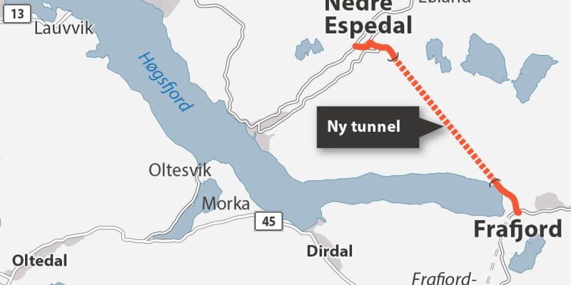 Frafjord Tunnel Map, Norway, Rogaland