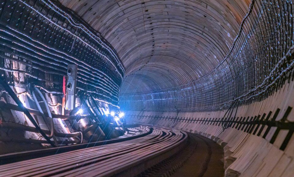 Left tunnel between the Rasskazovka and Pykhtino stations