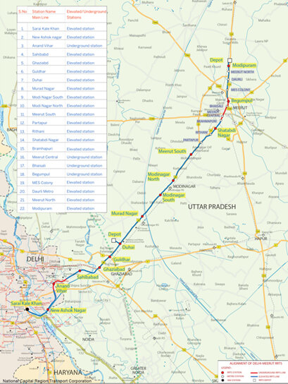 Delhi Meerut Project Line Map