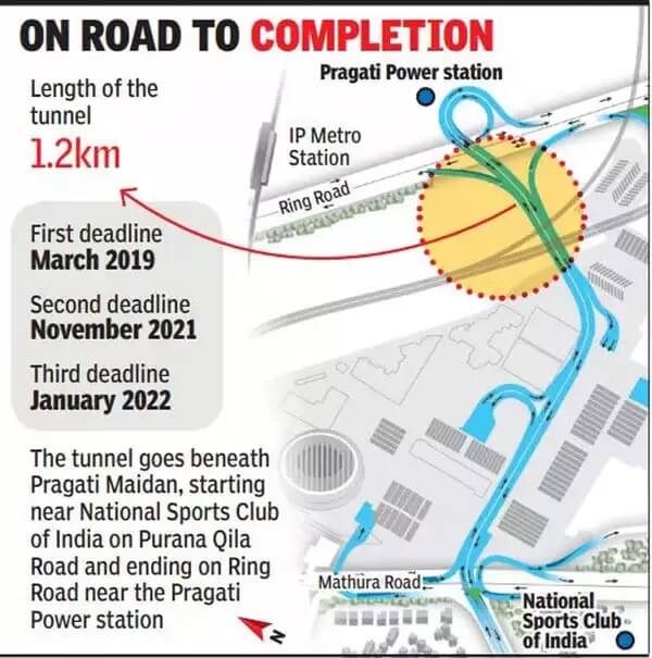 Pragati Maidan tunnel location map