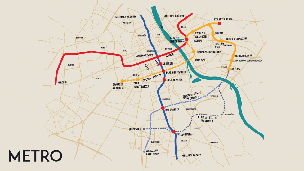 Warsaw Metro Line 3 Map