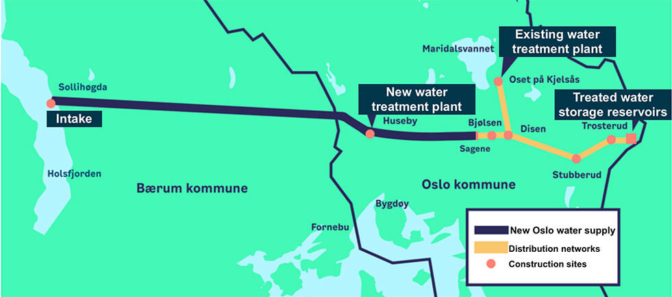 Oslo Water Supply Tunnel Network Map