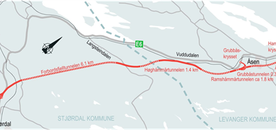 E6 Kvithammar – Asen route map