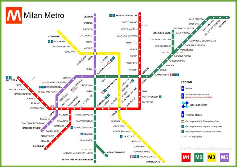 Milan Metro Lines Map