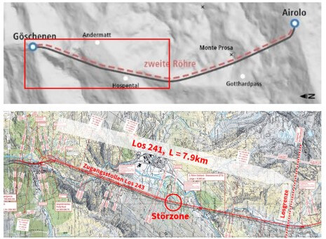 Gotthard Road Tunnel Northern Sectionn Map