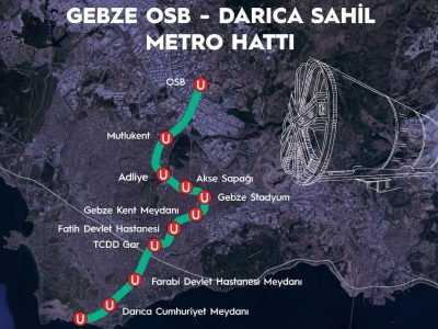 Gebze OSB Darica Metro Line Route