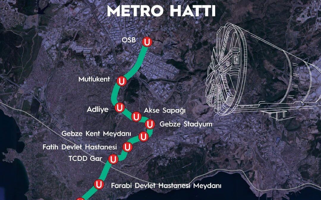 Gebze OSB Darica Metro Line Route