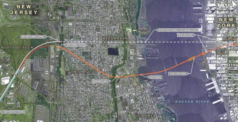 Hudson River Tunnel Route Map