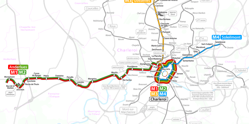 Charleroi Light Rail Route in Belgium