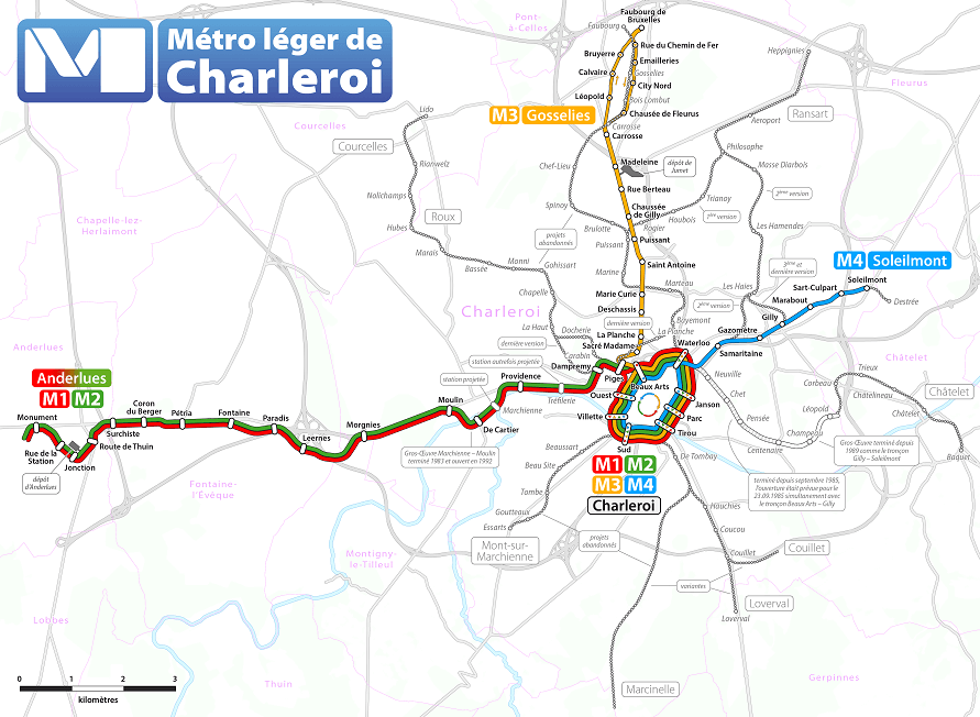 Charleroi Light Rail Route in Belgium