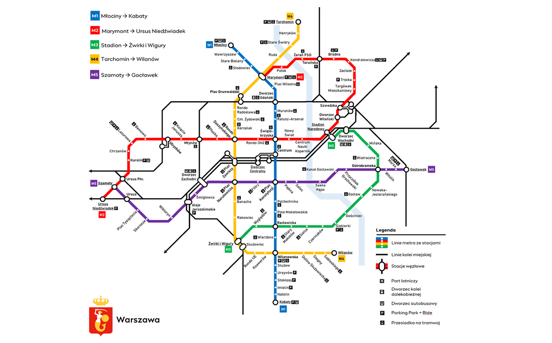 Warszawa Metro Lines Map