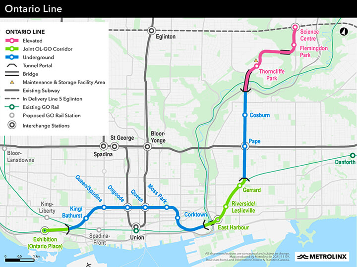 Ontario Line Route Map