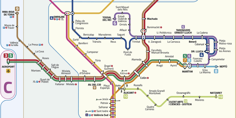 Metrovalencia Network Map