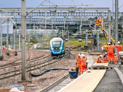 Network Rail Workers Engineers Platform Overhead Line Equipment Ole Electrification