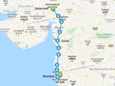 Mumbai Ahmedabad High Speed Rail Route