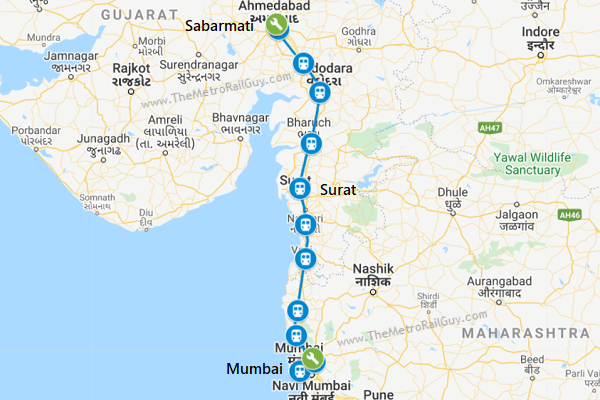 Mumbai Ahmedabad High Speed Rail Route