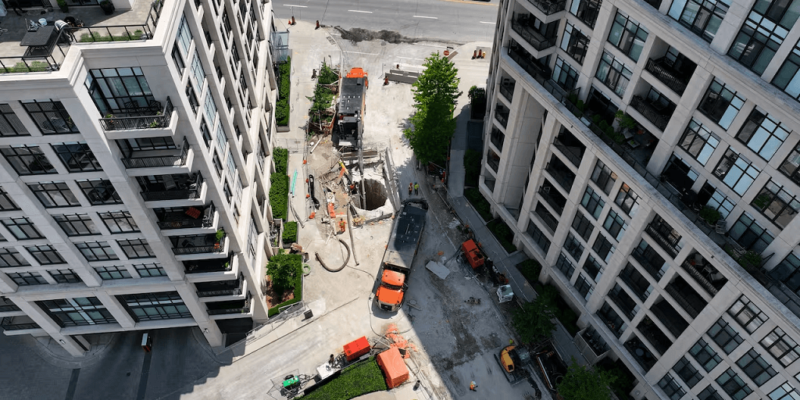 Storm Sewer Old Mill Drive Tunnel Boring Holes Aerials