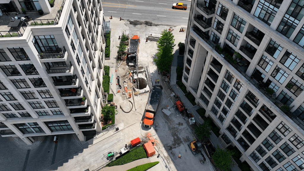 Storm Sewer Old Mill Drive Tunnel Boring Holes Aerials