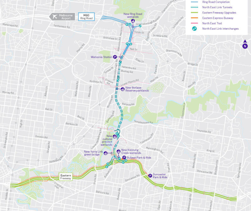 North East Link Tunnels Route