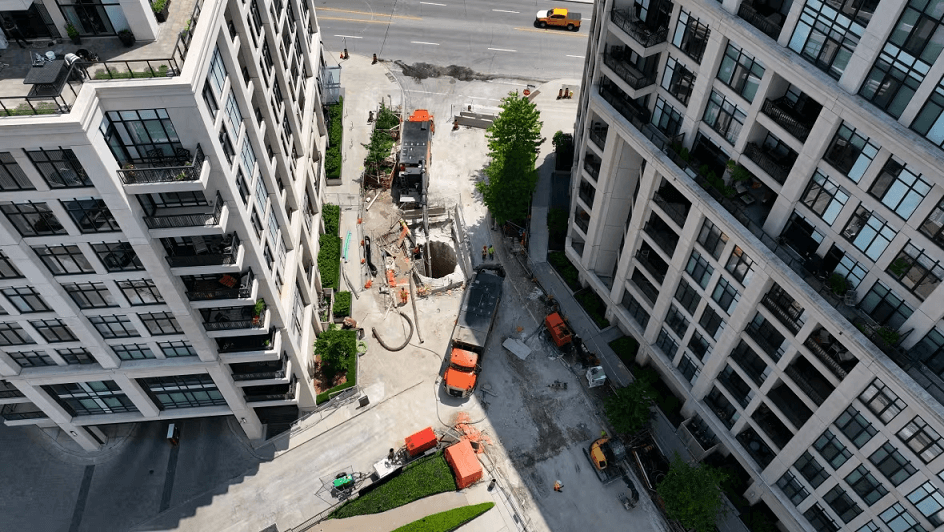 Toronto Storm Sewer Old Mill Drive Tunnel Boring Holes Aerials