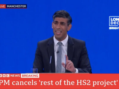 BBC News Banner of Canceling rest of the HS2 Project