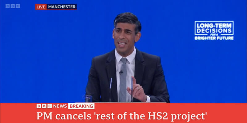 BBC News Banner of Canceling rest of the HS2 Project