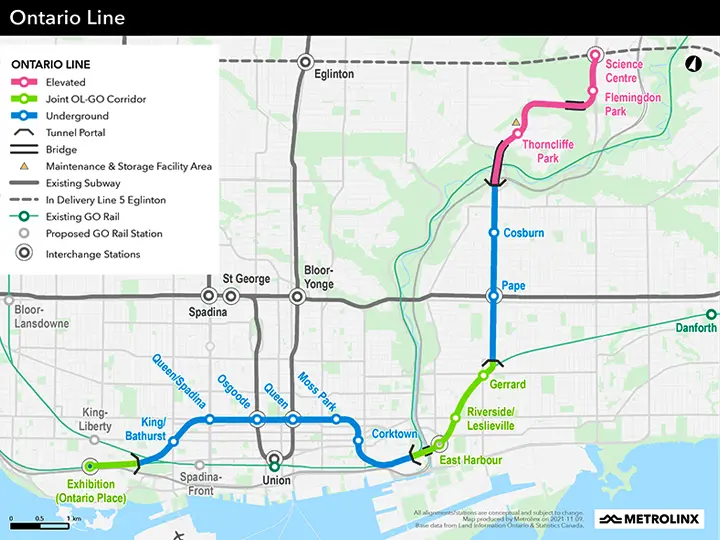 Ontario Line Map