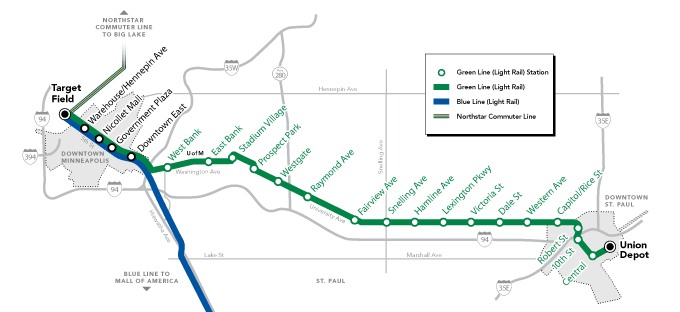 Minneapolis Green Line Route