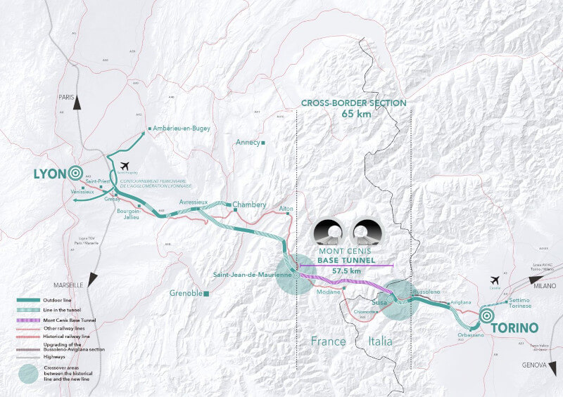 Mont Cenis Tunnel Route Map