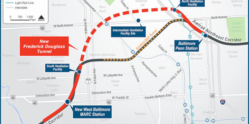 Frederick Douglass Tunnel Route Map