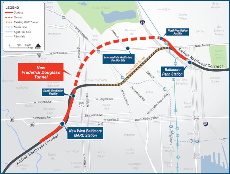 Frederick Douglass Tunnel Route Map