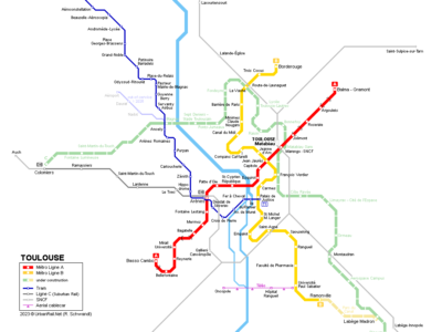 Toulouse Metro Lines Map