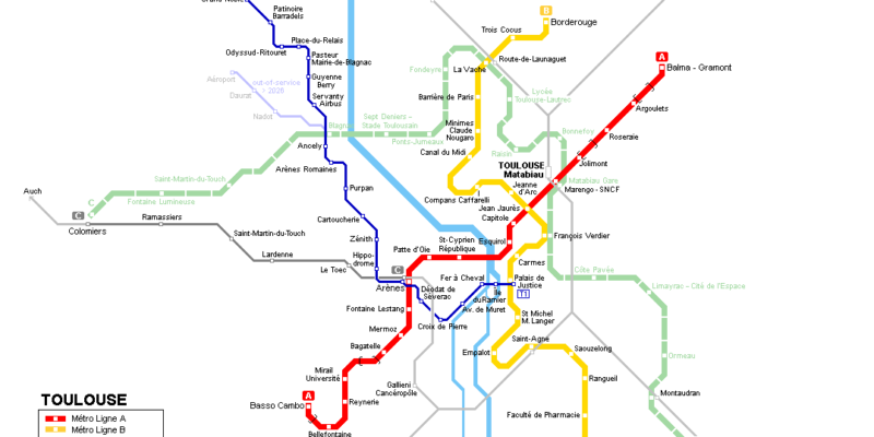 Toulouse Metro Lines Map